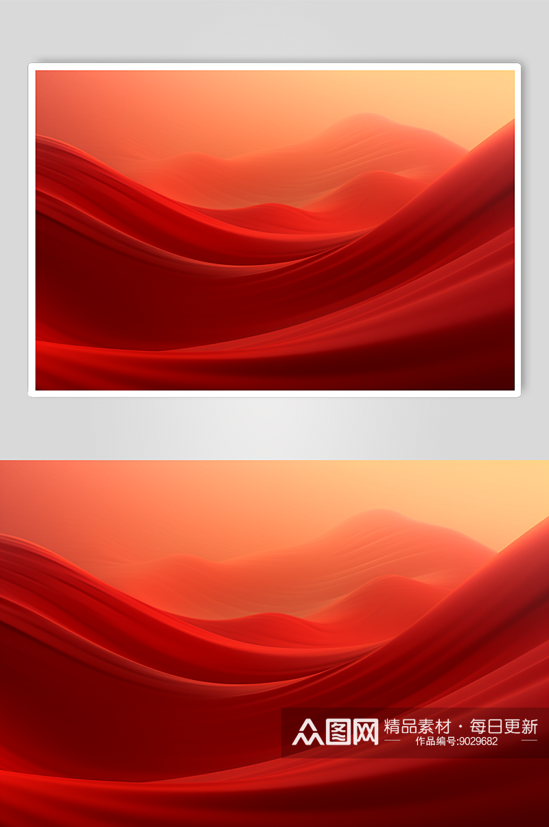 AI数字艺术红色抽象飘带背景图素材