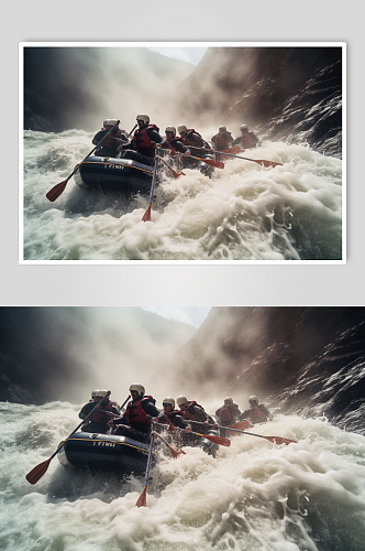 AI数字艺术夏季漂流水上活动旅游摄影图片