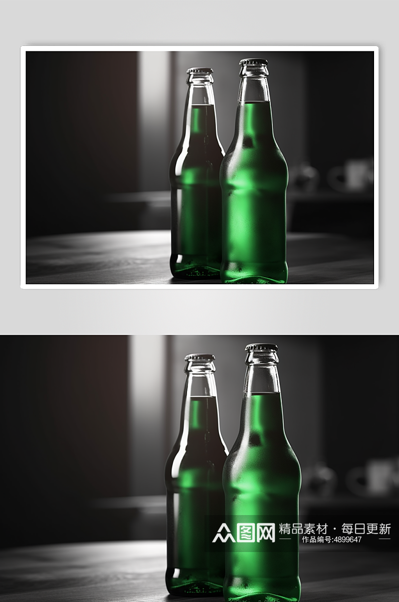 AI数字艺术简约透明啤酒包装样机模型素材