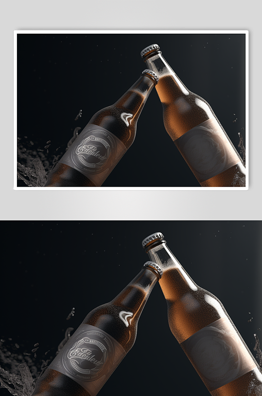 AI数字艺术简约透明啤酒包装样机模型