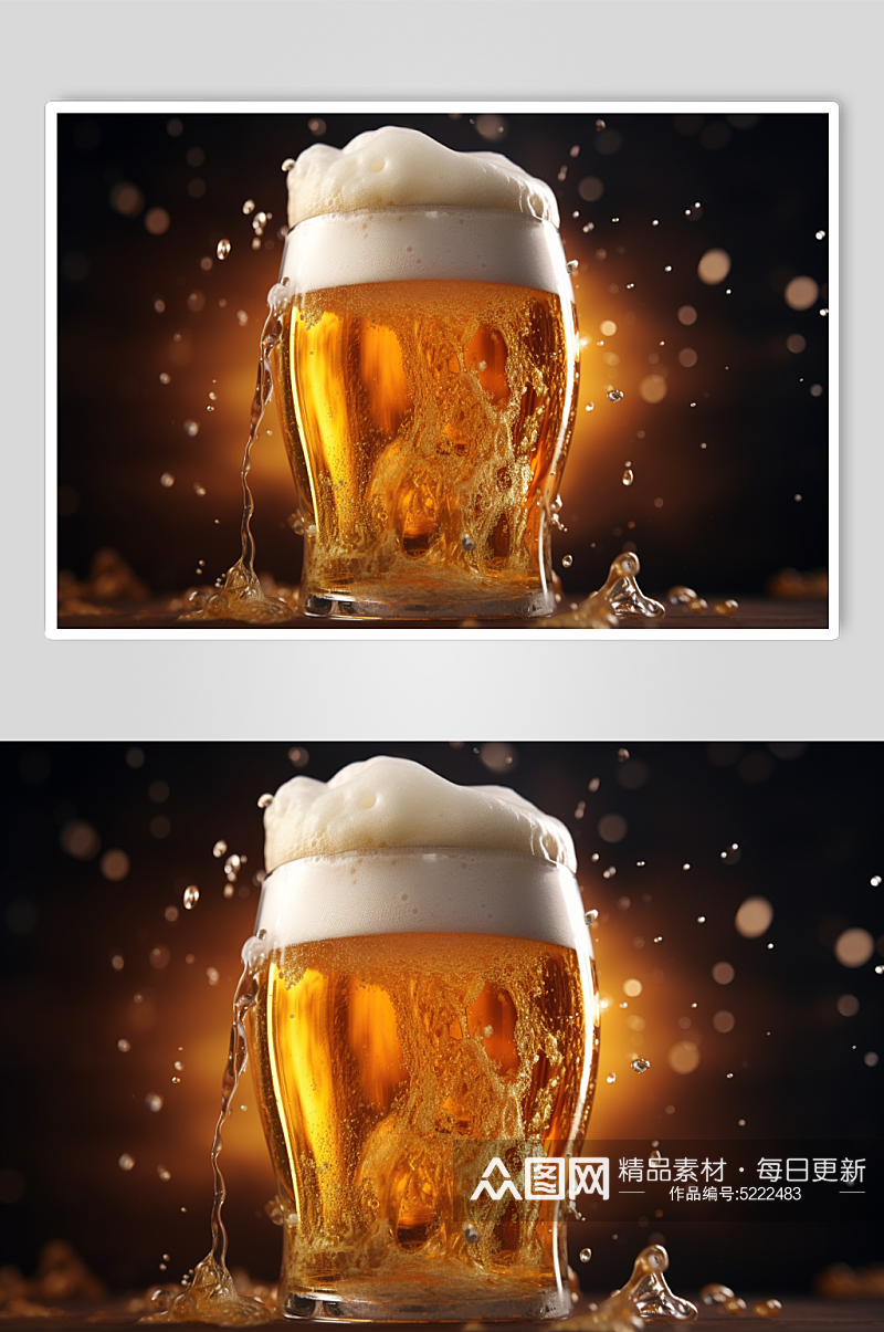 AI数字艺术啤酒饮品摄影图片素材