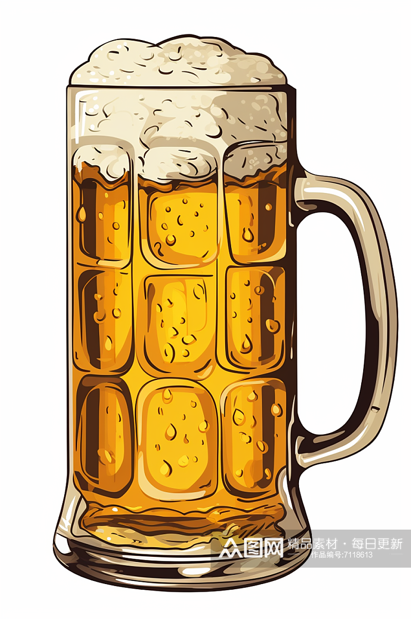 AI数字艺术卡通啤酒酒水插画素材