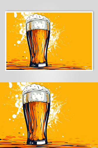 AI数字艺术卡通啤酒酒水插画