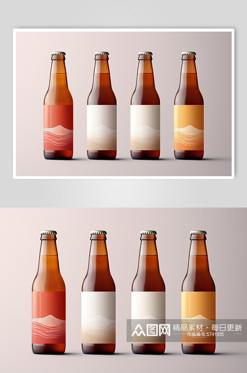 AI数字艺术啤酒包装样机模型素材