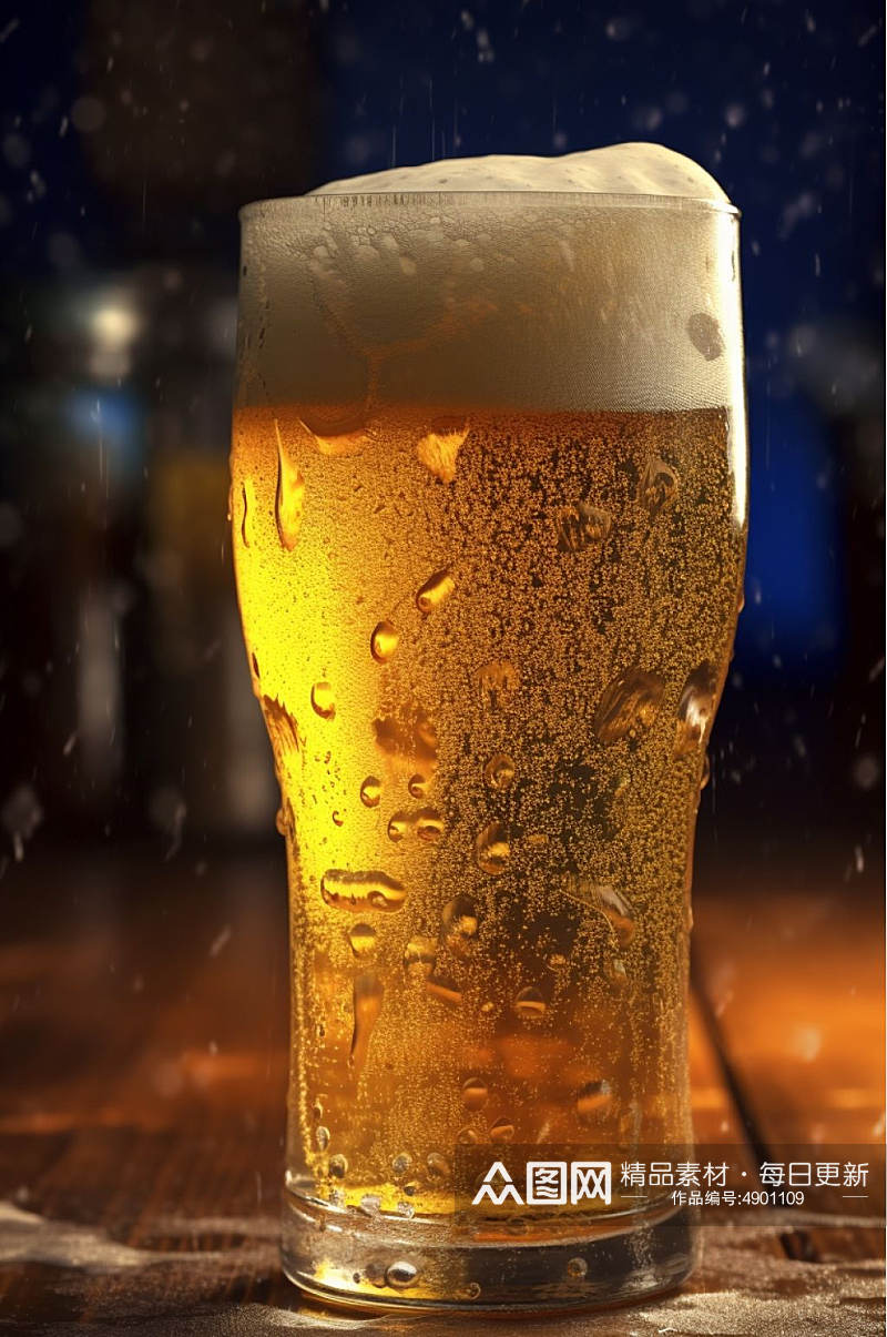AI数字艺术夏季夏日清爽啤酒特写摄影图片素材