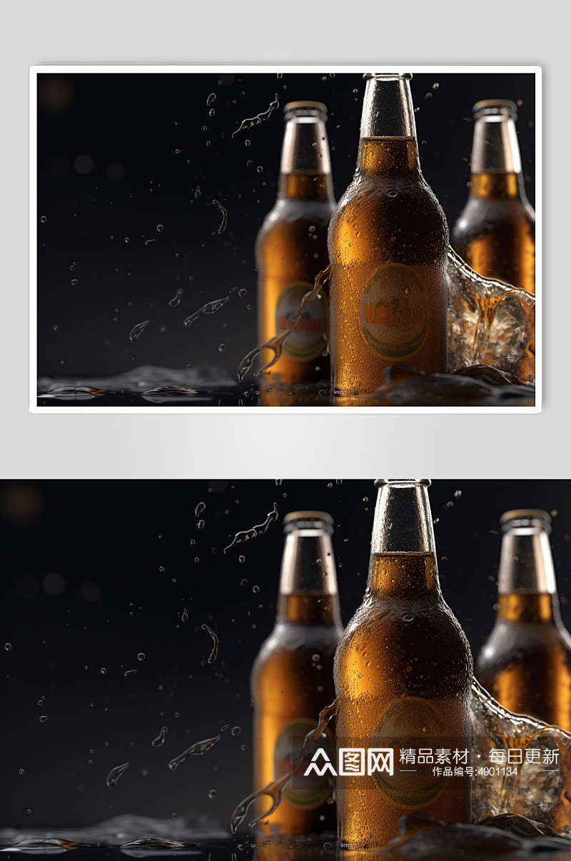 AI数字艺术夏季夏日创意啤酒特写摄影图片素材