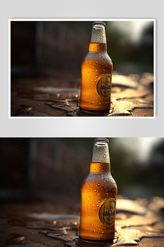AI数字艺术夏日创意啤酒特写摄影图片