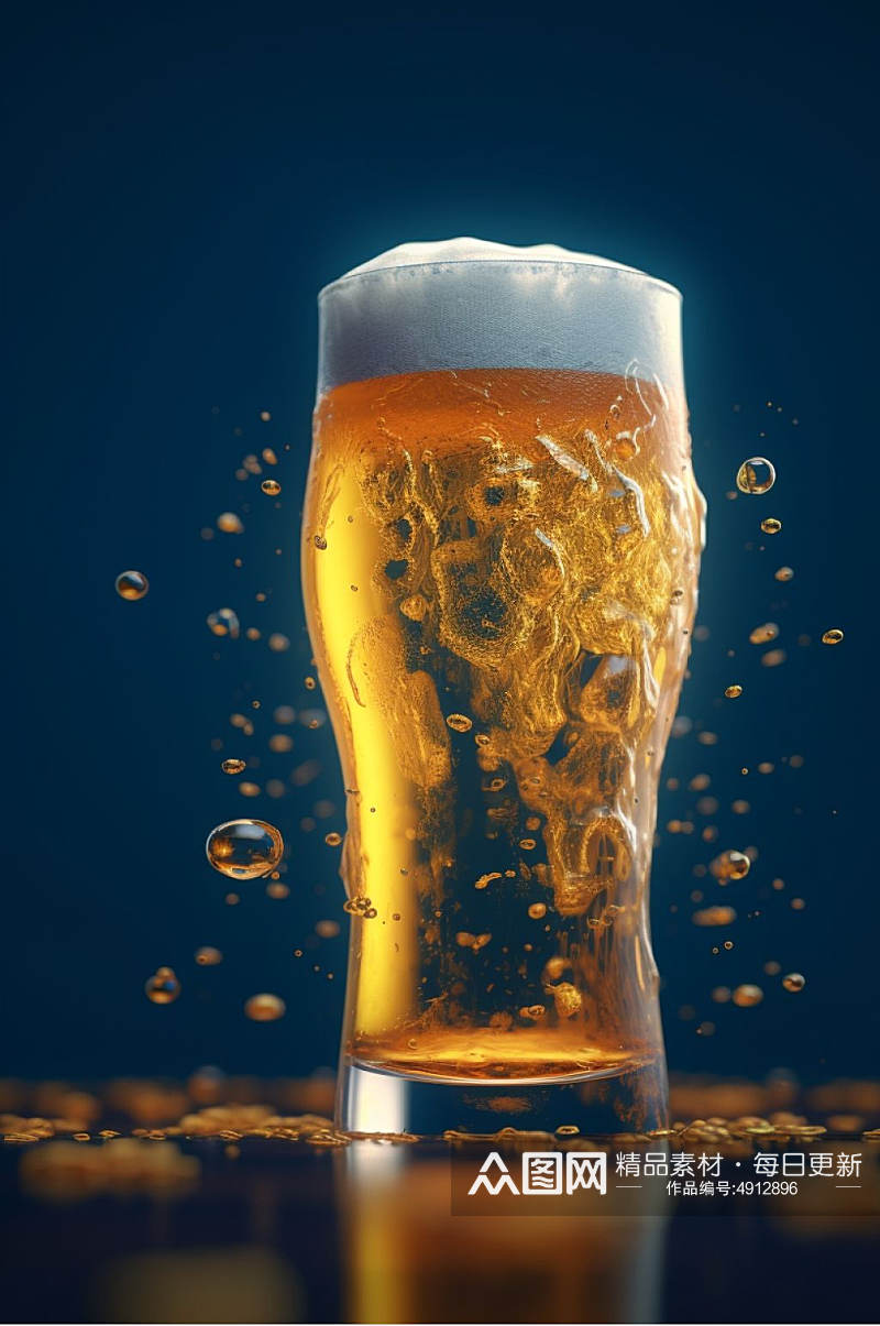 AI数字艺术夏日清爽啤酒饮品图片素材