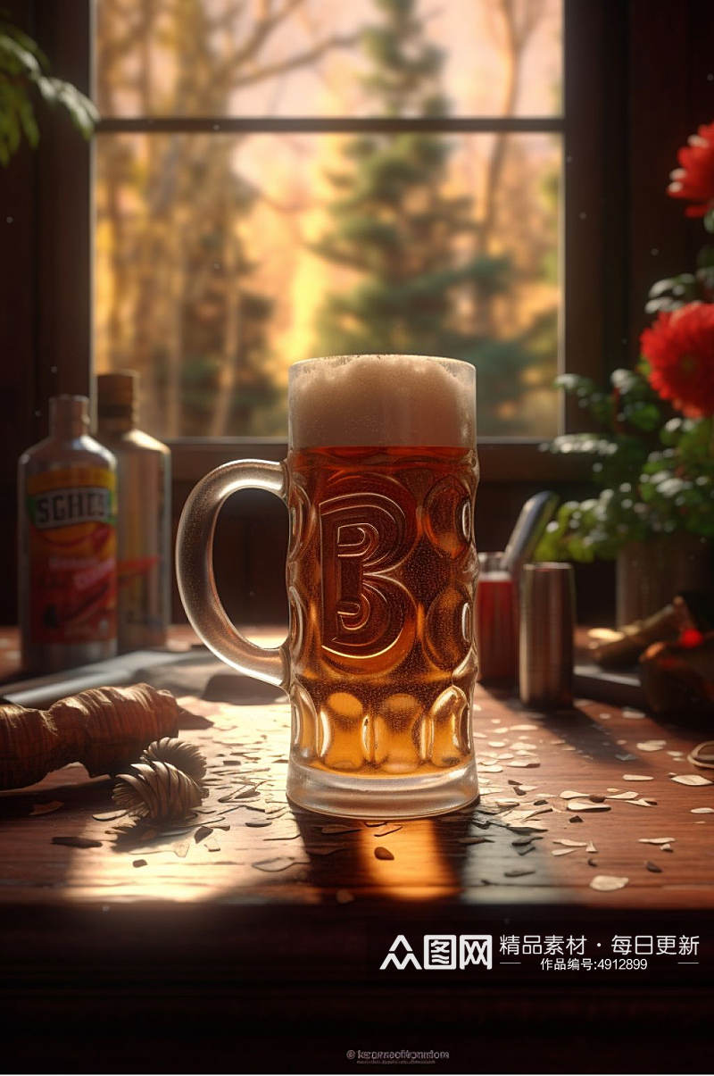AI数字艺术夏日清爽啤酒饮品图片素材