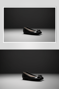 AI数字艺术黑色平底单鞋摄影图片