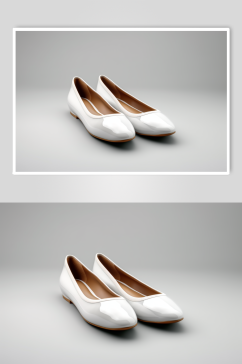 AI数字艺术白色平底单鞋摄影图片