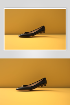 AI数字艺术黑色平底单鞋摄影图片