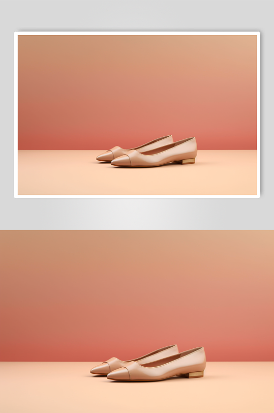 AI数字艺术肤色平底单鞋摄影图片
