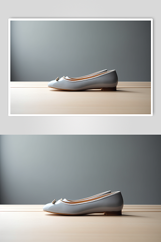 AI数字艺术浅蓝色平底单鞋摄影图片