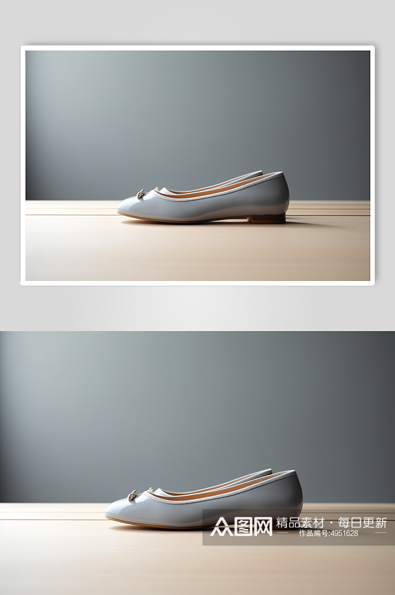 AI数字艺术浅蓝色平底单鞋摄影图片素材