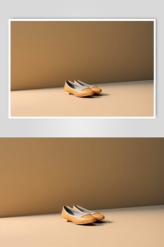 AI数字艺术黄色平底单鞋摄影图片