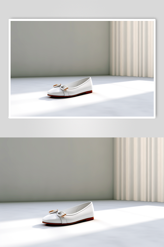AI数字艺术白色平底单鞋摄影图片