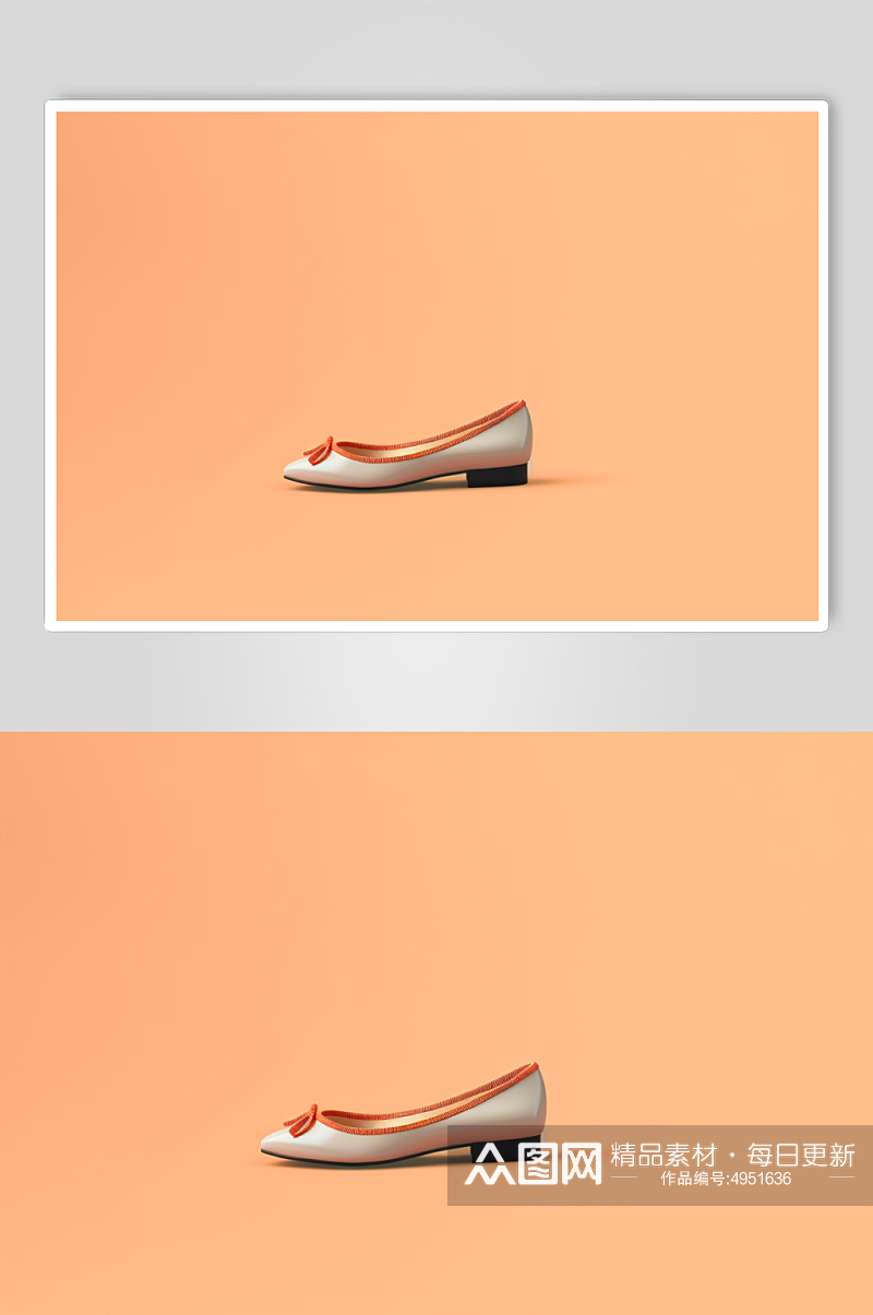 AI数字艺术白色平底单鞋摄影图片素材