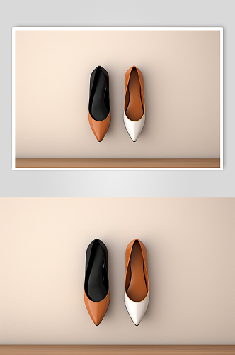 AI数字艺术拼色平底单鞋摄影图片