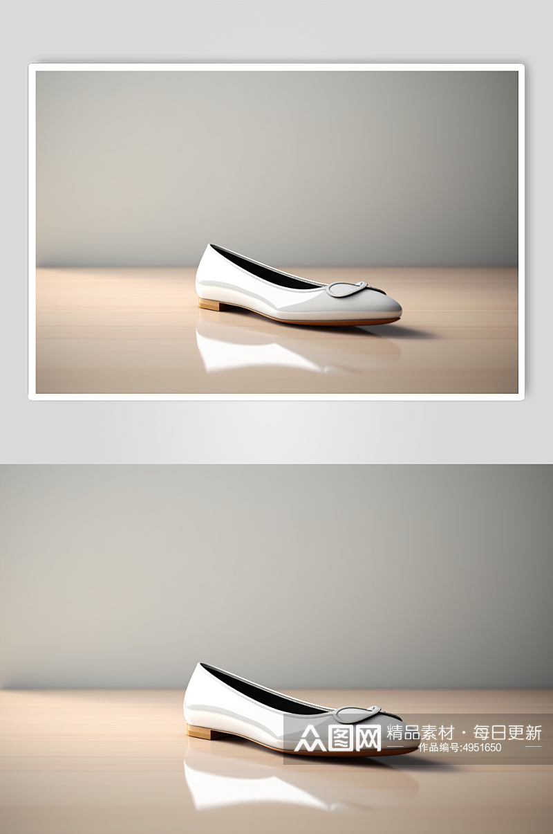 AI数字艺术白色平底单鞋摄影图片素材