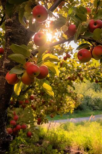 AI数字艺术苹果果树果园水果农产品摄影图
