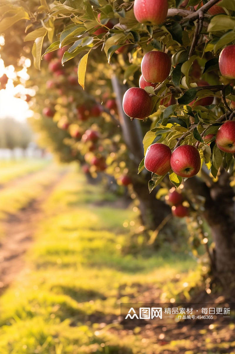 AI数字艺术苹果果树果园水果农产品摄影图素材