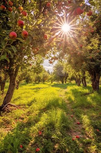 AI数字艺术苹果果树果园水果农产品摄影图