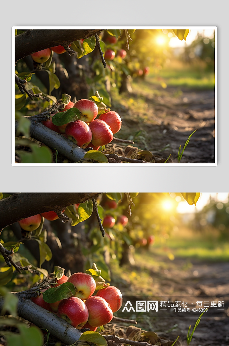 AI数字艺术苹果果树果园水果农产品摄影图素材