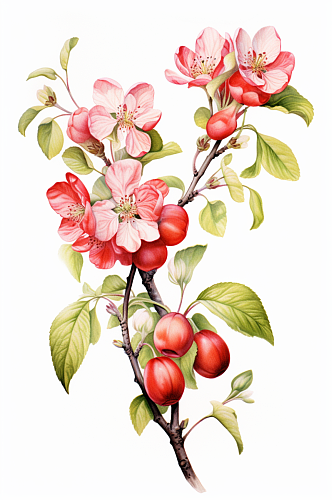AI数字艺术苹果水果农产品插画