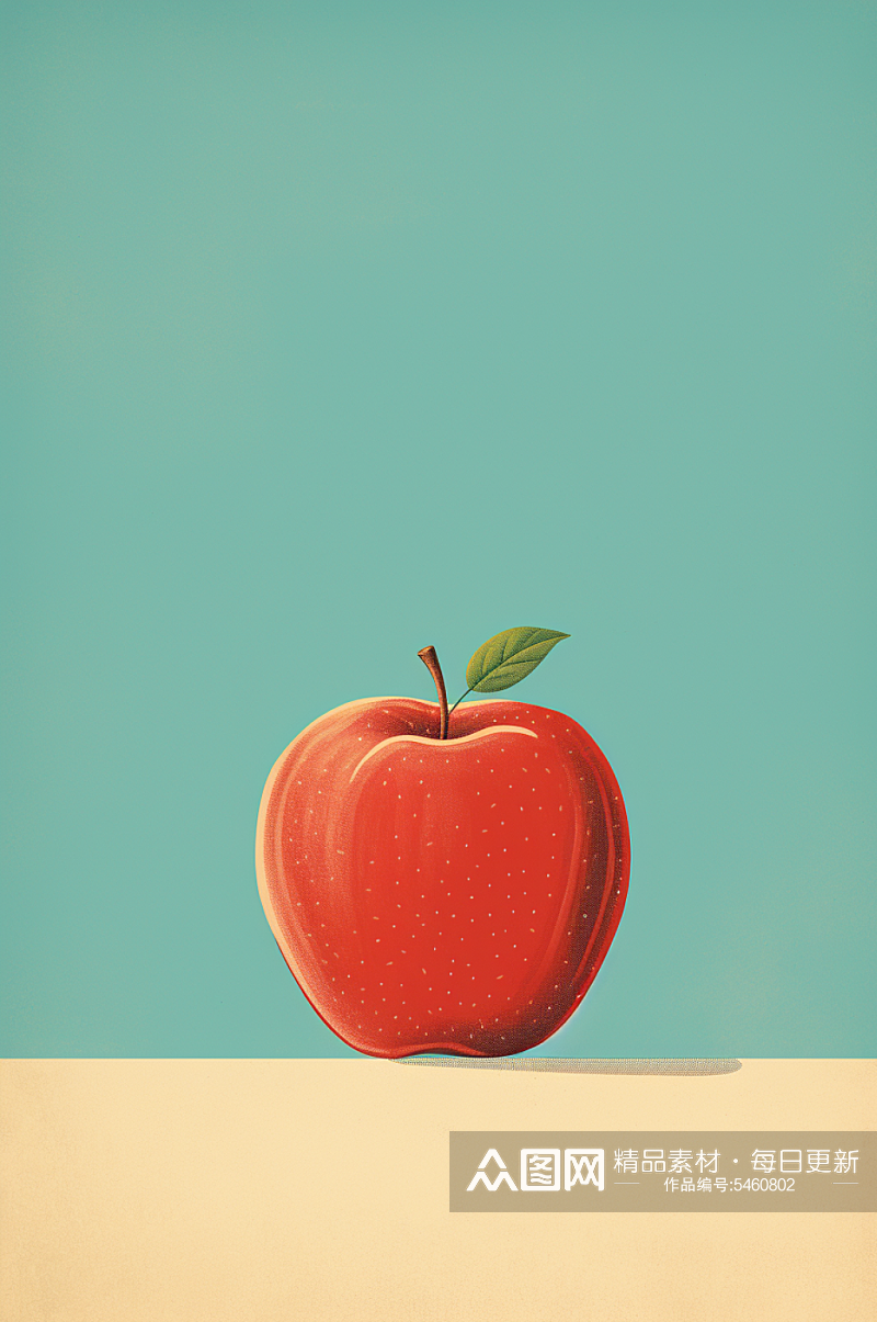 AI数字艺术苹果水果农产品插画素材