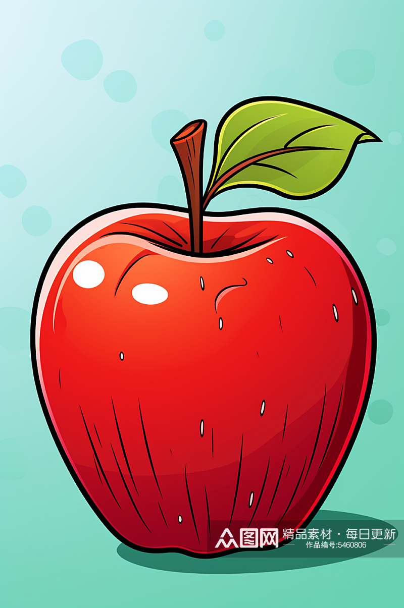 AI数字艺术苹果水果农产品插画素材