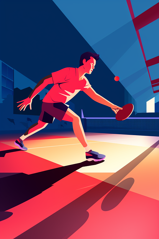 AI数字艺术兵乓球运动体育插画