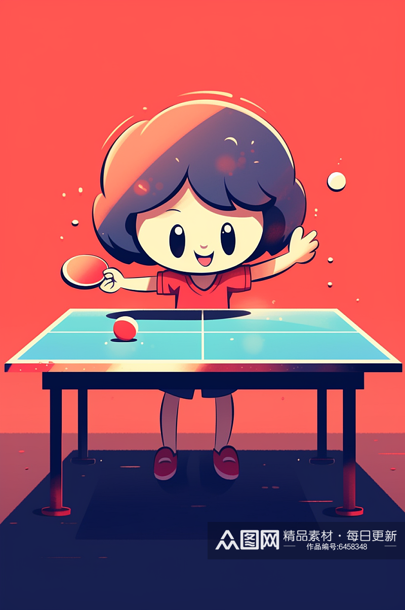 AI数字艺术兵乓球运动体育插画素材