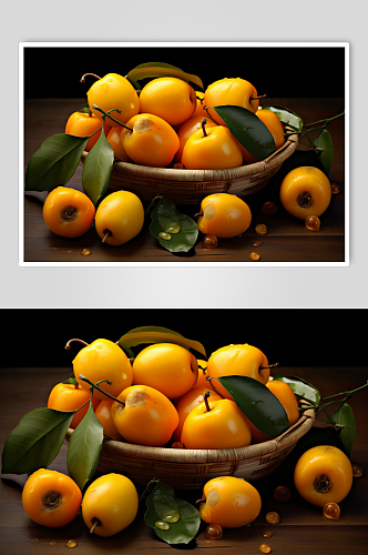 AI数字艺术新鲜枇杷生鲜水果摄影图片