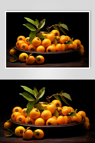AI数字艺术新鲜枇杷生鲜水果摄影图片