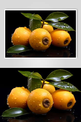 AI数字艺术极简枇杷生鲜水果摄影图片