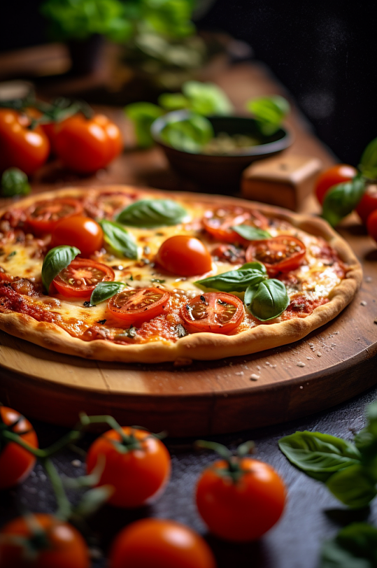 AI数字艺术高清披萨食物意大利美食摄影图