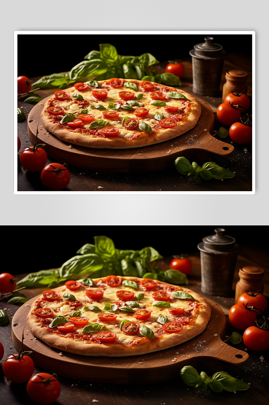 AI数字艺术美味披萨食物意大利美食摄影图