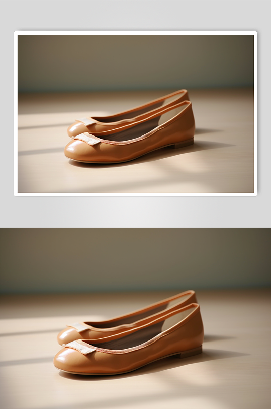 AI数字艺术简约棕色单皮鞋摄影图片