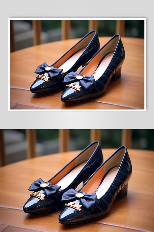 AI数字艺术简约蓝色单皮鞋摄影图片
