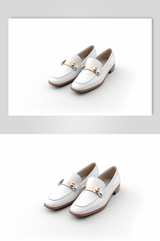 AI数字艺术简约白色单皮鞋摄影图片