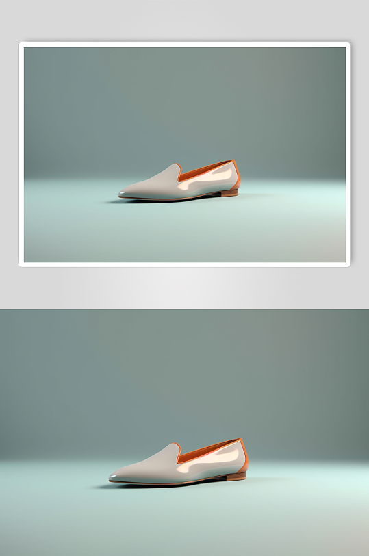 AI数字艺术简约白色单皮鞋摄影图片