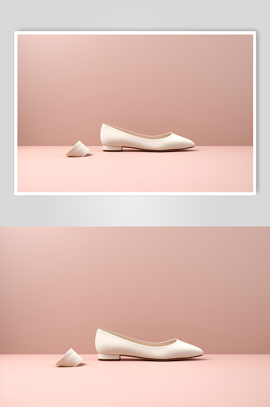 AI数字艺术简约白色单皮鞋摄影图片