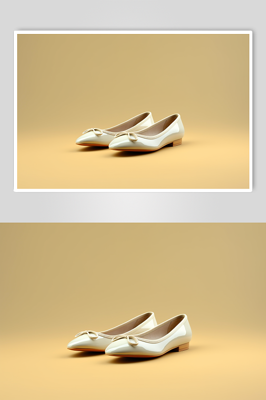 AI数字艺术极简白色单皮鞋摄影图片