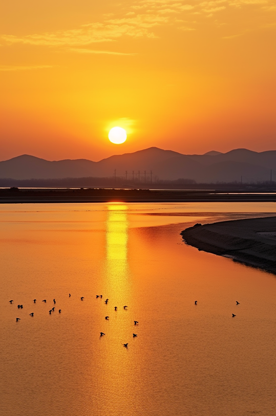 AI数字江西鄱阳湖旅游景点风景摄影图