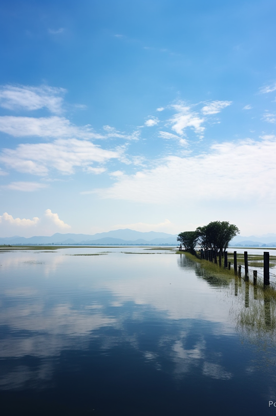 AI数字江西鄱阳湖旅游景点风景摄影图