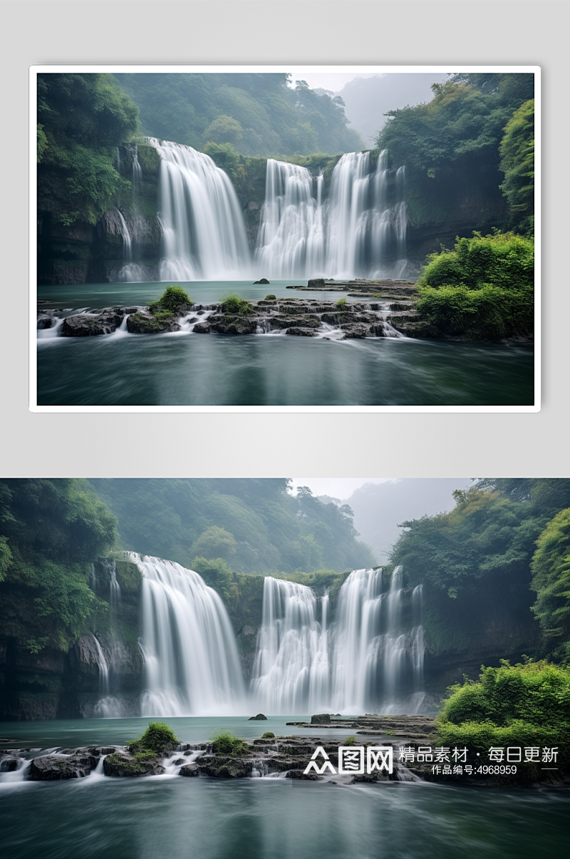 AI数字艺术国内城市贵州黄果树瀑布风景图素材