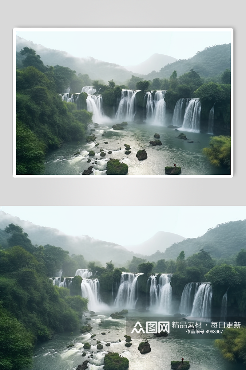AI数字艺术国内城市贵州黄果树瀑布风景图素材