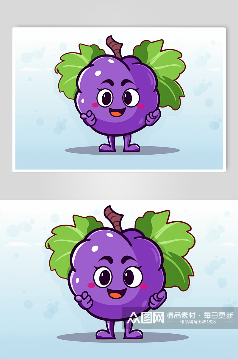 AI数字艺术拟人卡通葡萄水果插画素材