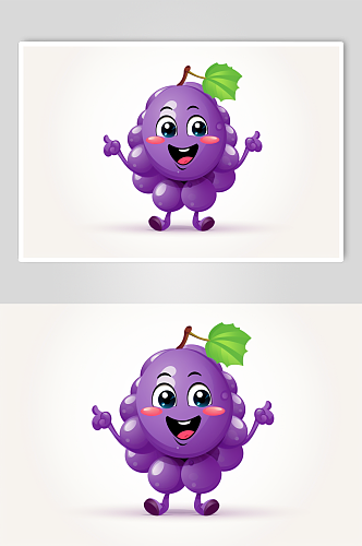 AI数字艺术拟人卡通葡萄水果插画